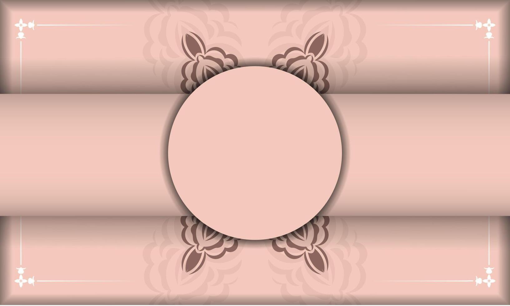 A pink background with a round frame and ornate design vector