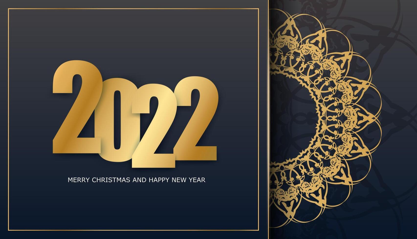 Happy new year 2020 with gold numbers and golden ornament on dark blue background vector