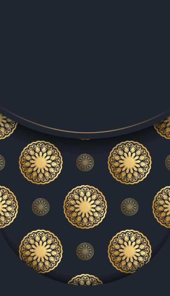 Black postcard with abstract brown ornament for your brand. vector