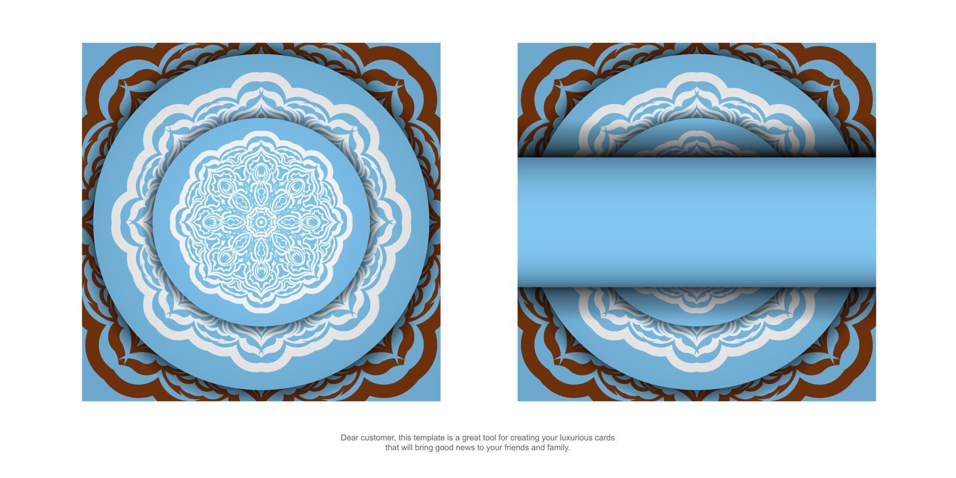 A blue card with a luxurious white pattern for your brand. vector