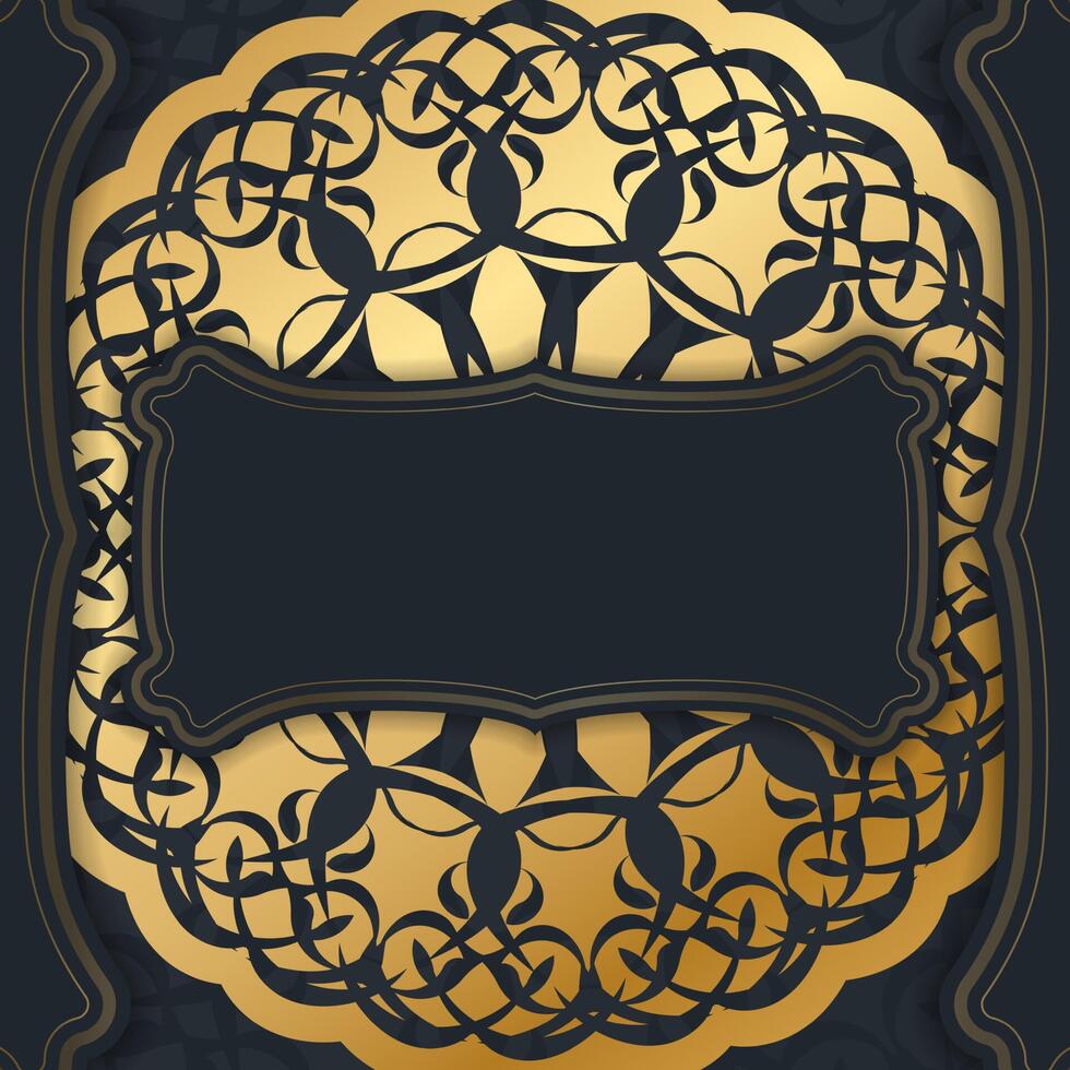 Black postcard with Greek brown ornament ready for printing. vector