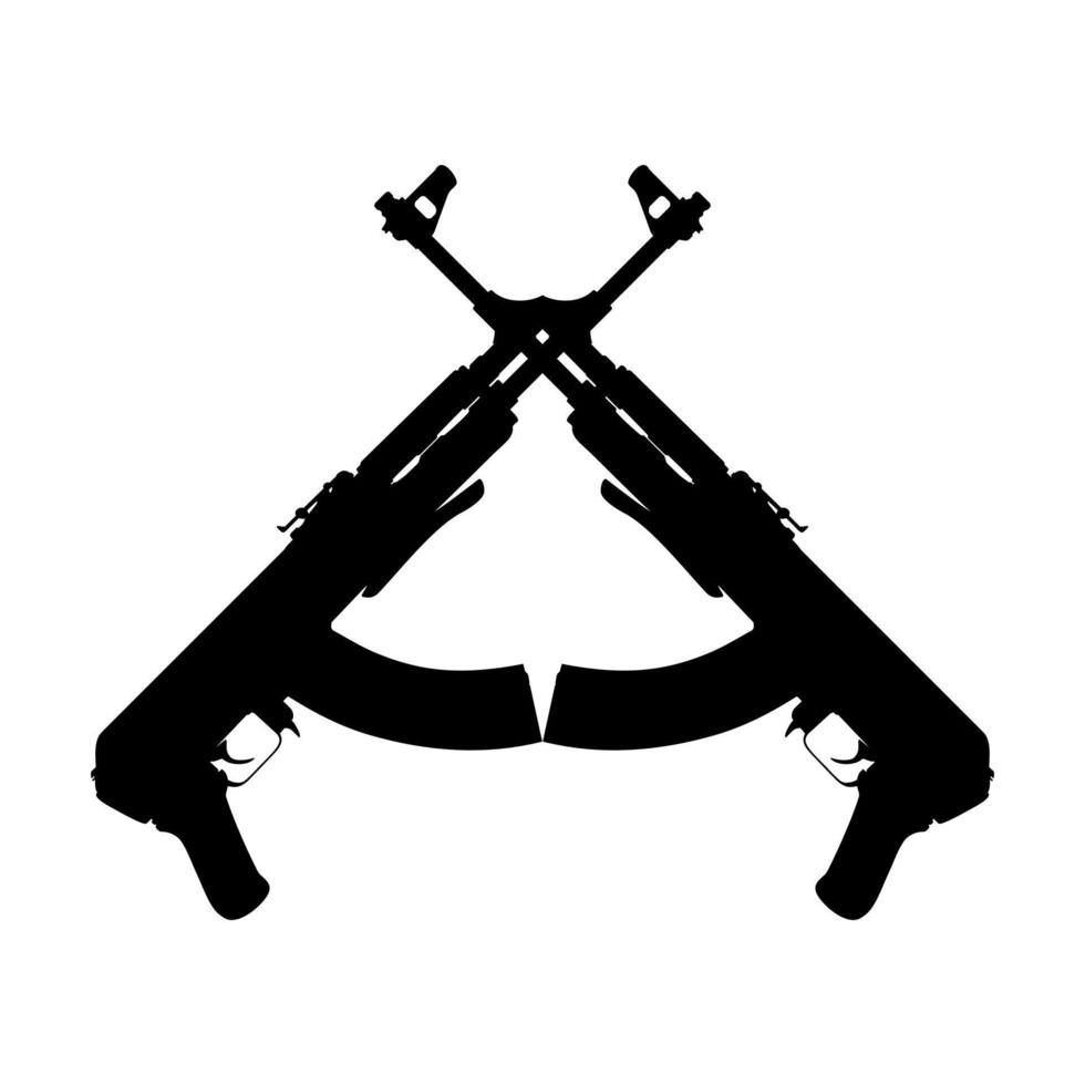 Silhouette of the AK Machine Gun for Pictogram or Graphic Design Element. Vector Illustration