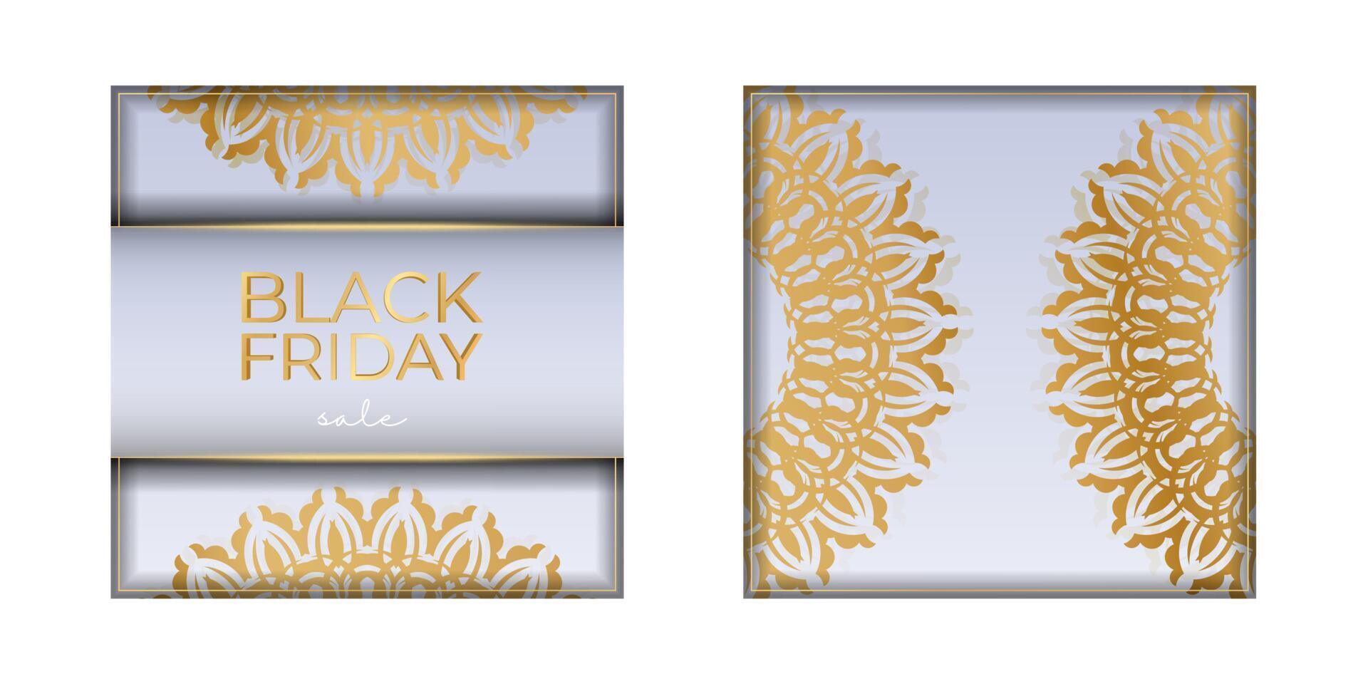 Black Friday poster template in beige color with vintage pattern vector