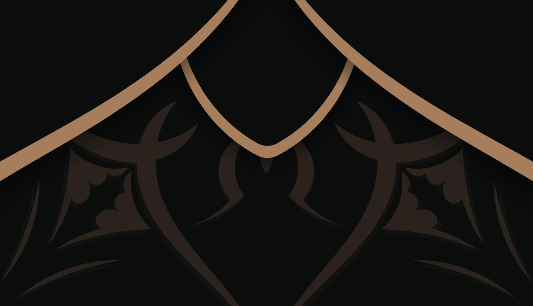 Black banner template with abstract brown ornament for design under your logo vector