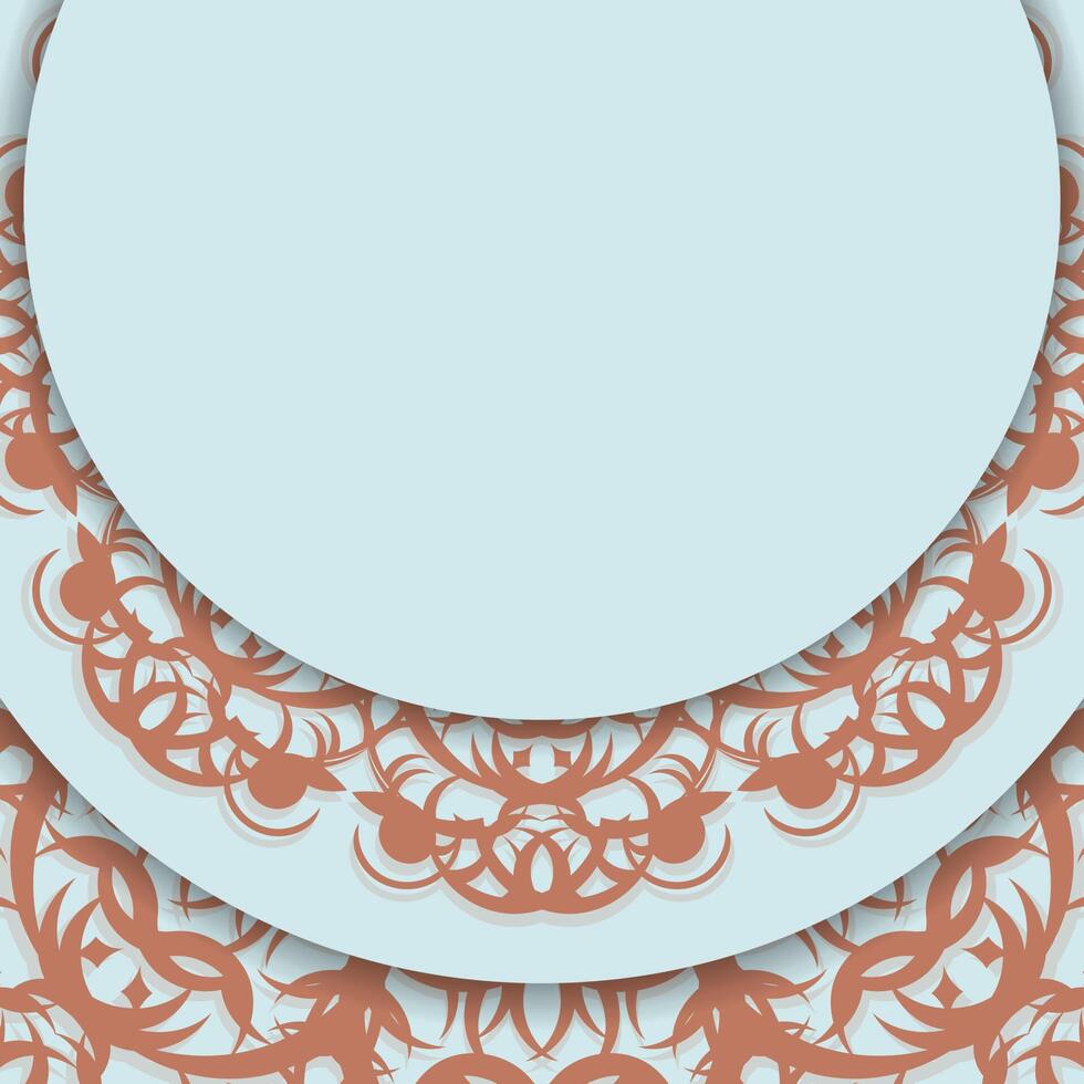 Aquamarine color card with Indian coral pattern for your design. vector
