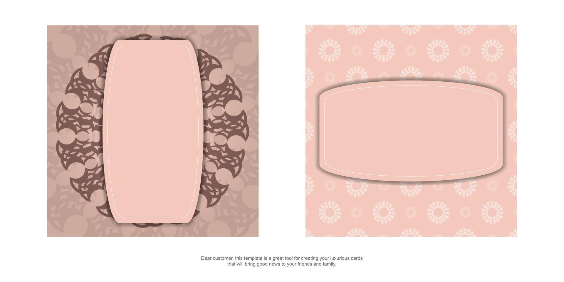 Pink Indian pattern greeting flyer prepared for typography. vector