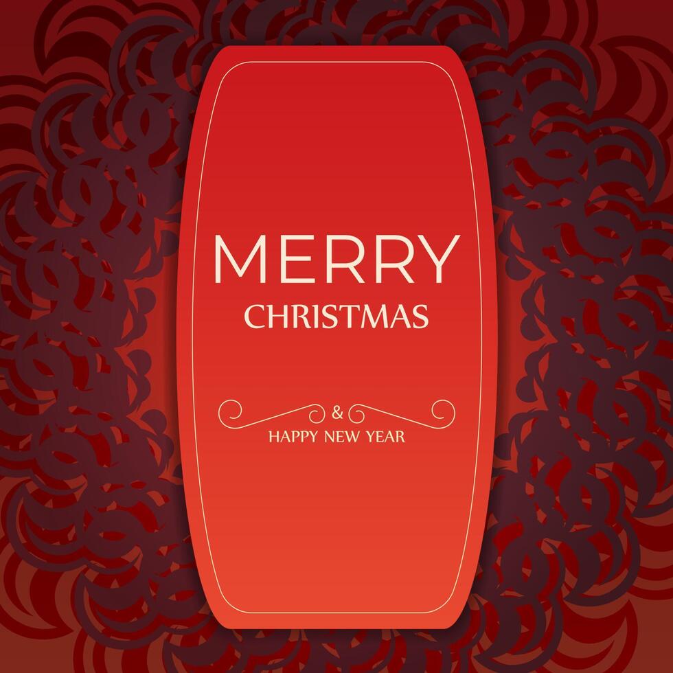 Brochure template merry christmas red color with luxury burgundy ornament vector