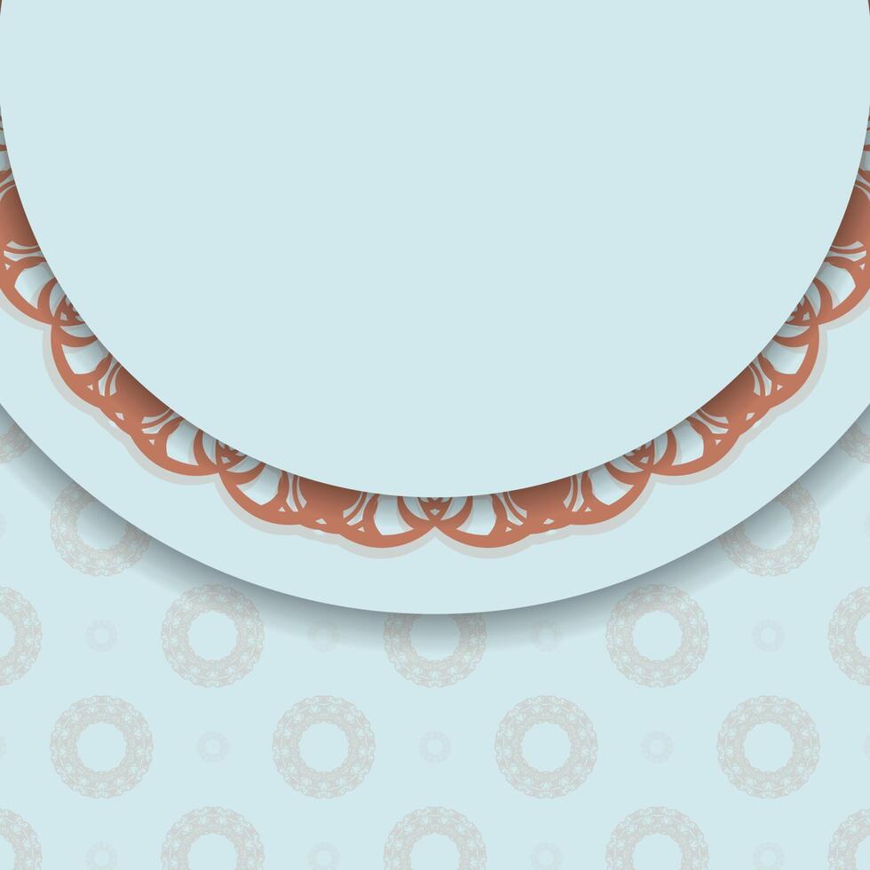 Leaflet in aquamarine color with luxurious coral ornamentation is ready for printing. vector