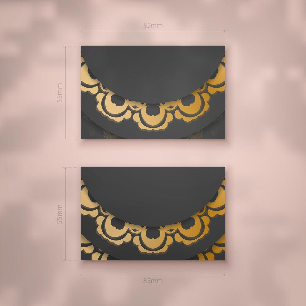 Business card template in black with vintage gold ornaments for your personality. vector