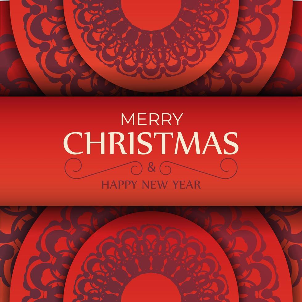 Brochure Merry Christmas Red with luxury burgundy ornament vector