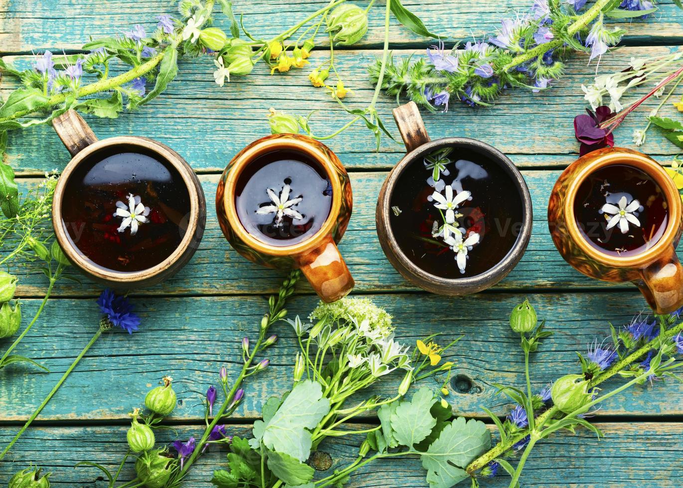 Herbal flower tea,flat lay photo