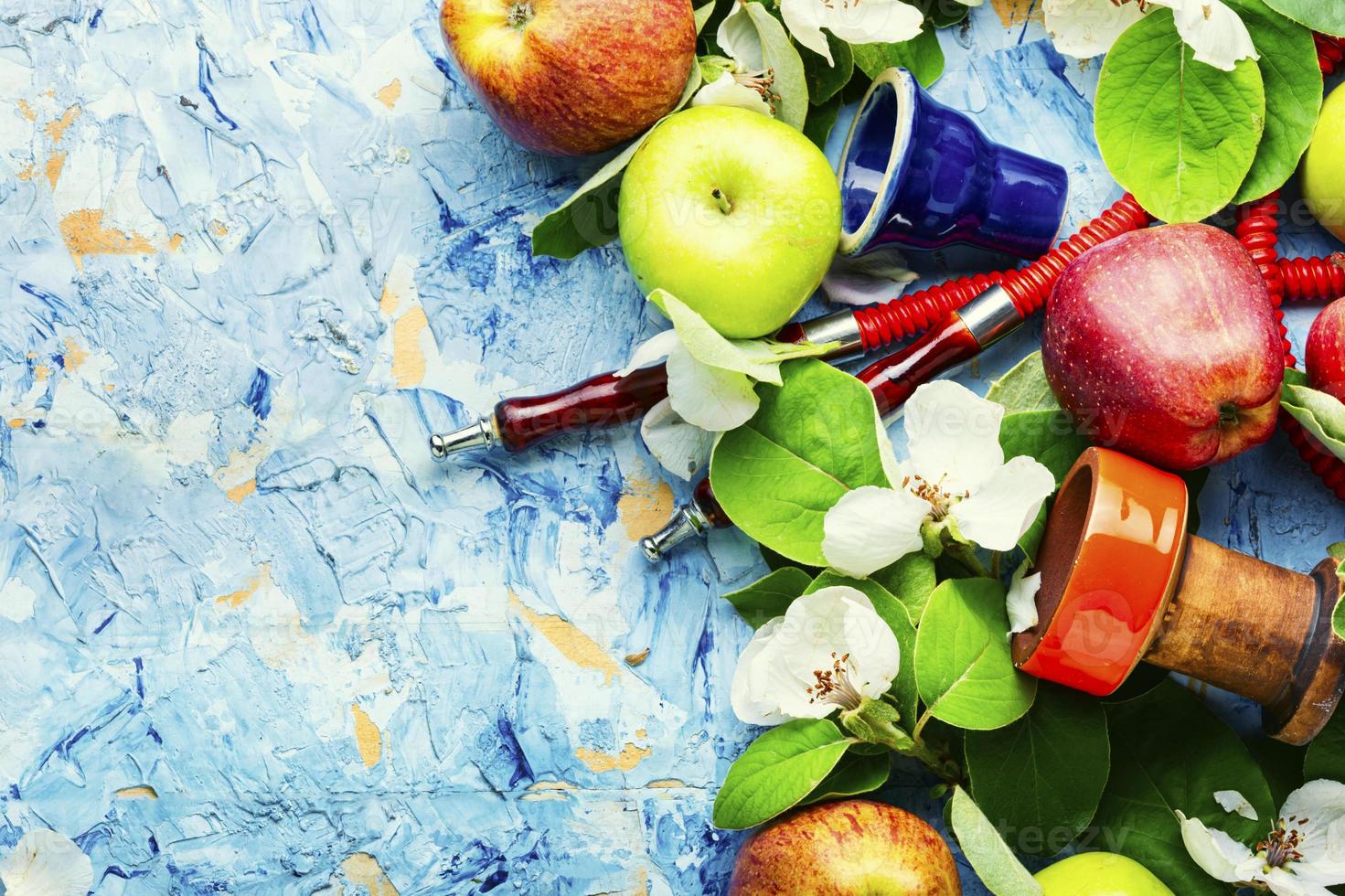 Turkish shisha with fresh apple flavor,space for text photo
