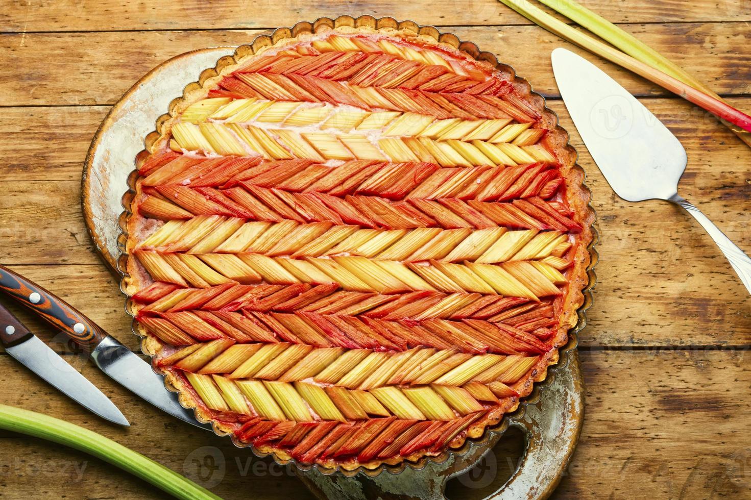 Tarta de ruibarbo tradicional,cerrar foto