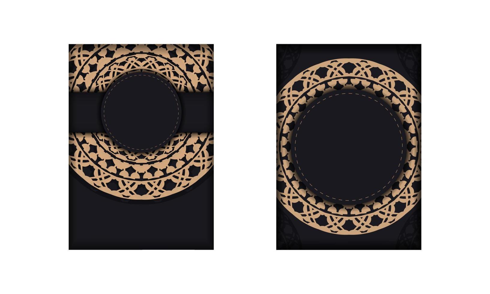 Black color brochure with brown abstract ornament vector