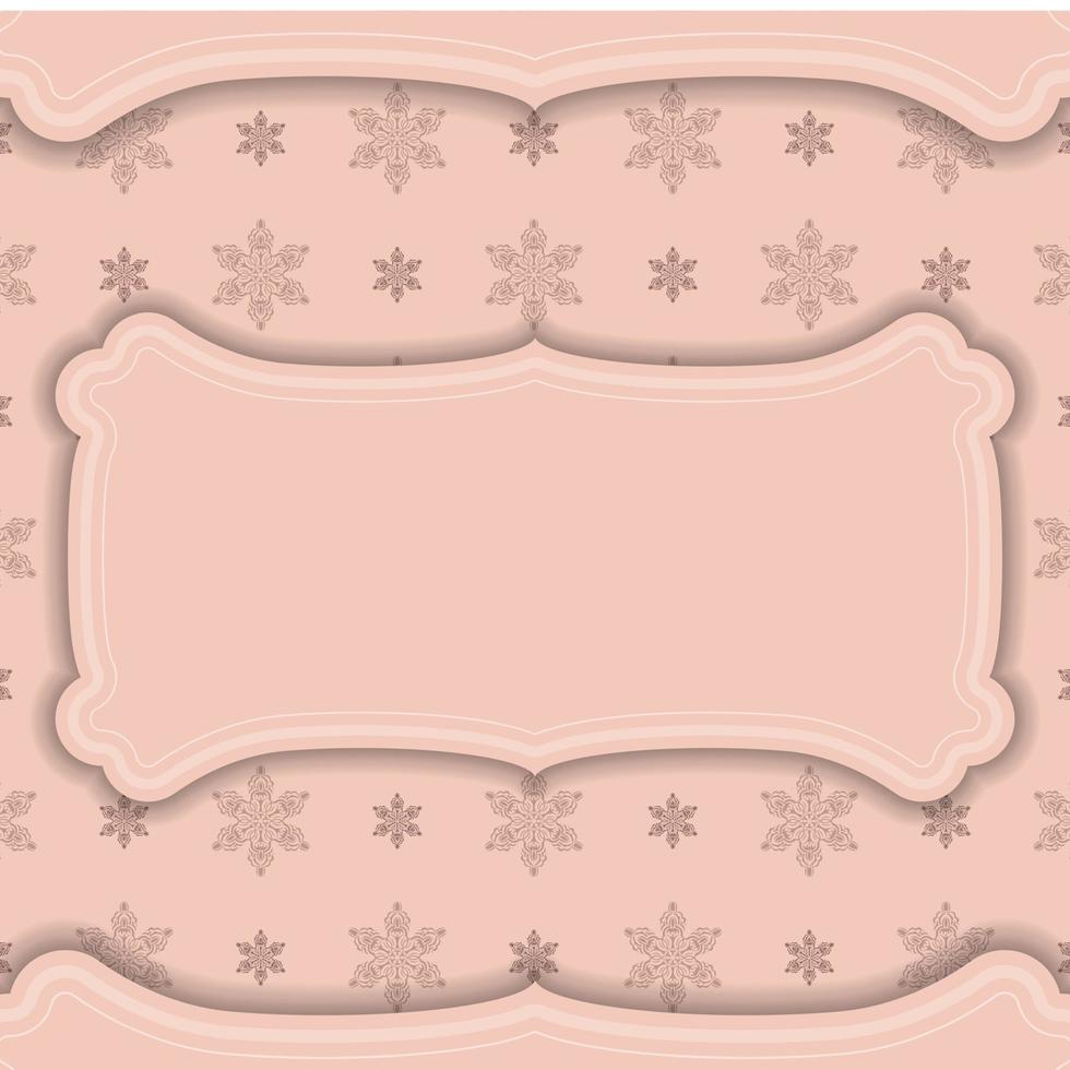 A pink postcard with a vintage pattern prepared for typography. vector