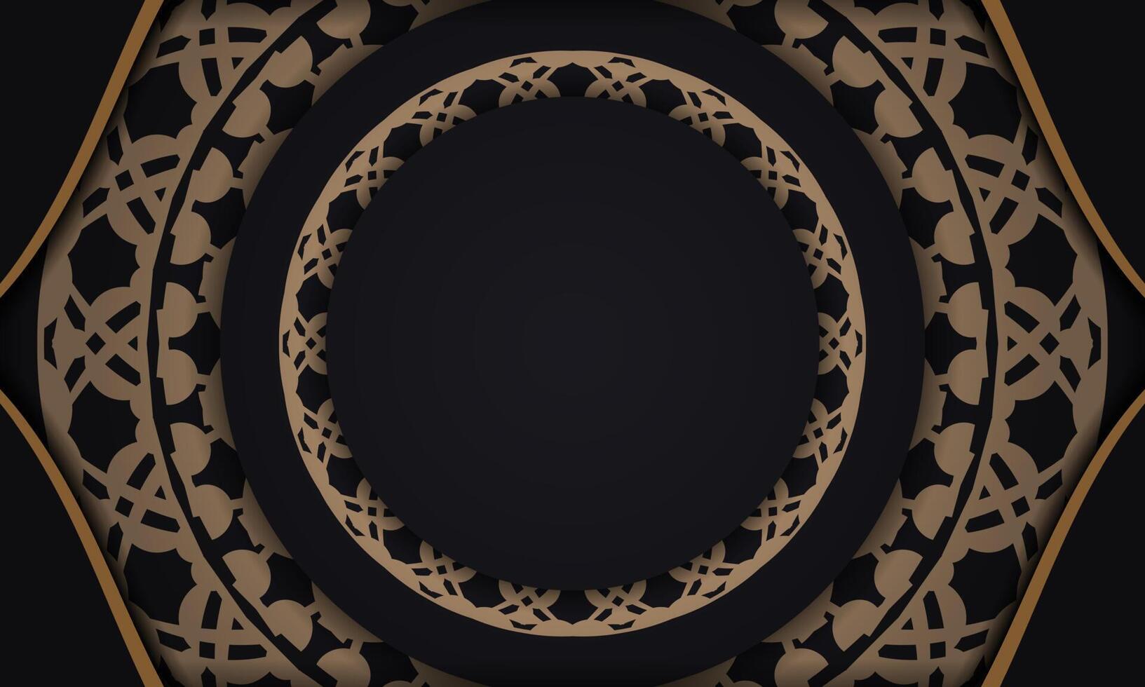 Black banner with luxurious brown ornament and place for your text vector
