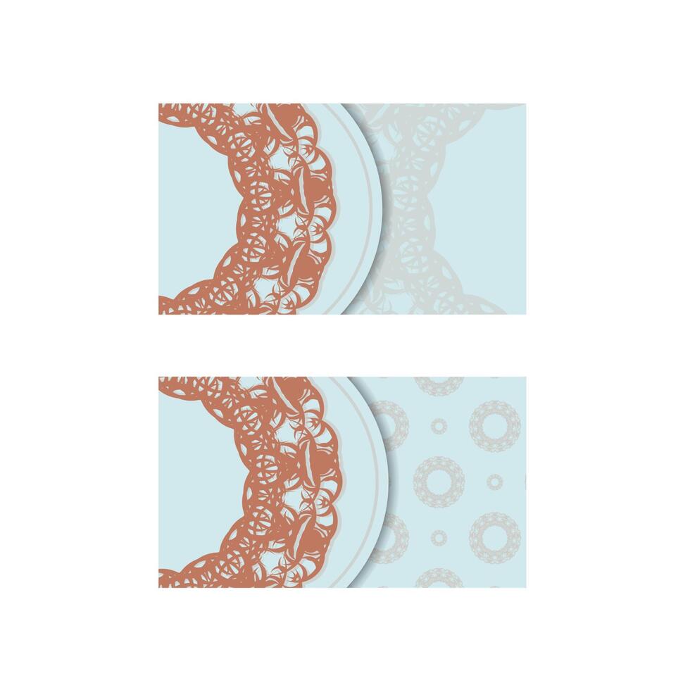 Business card in aquamarine color with a luxurious coral pattern for your contacts. vector
