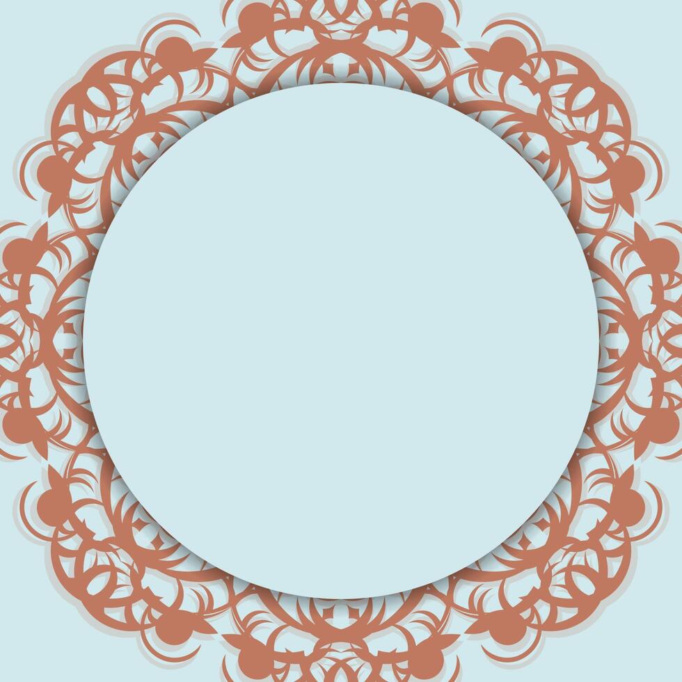 Aquamarine card with abstract coral ornament for your congratulations. vector
