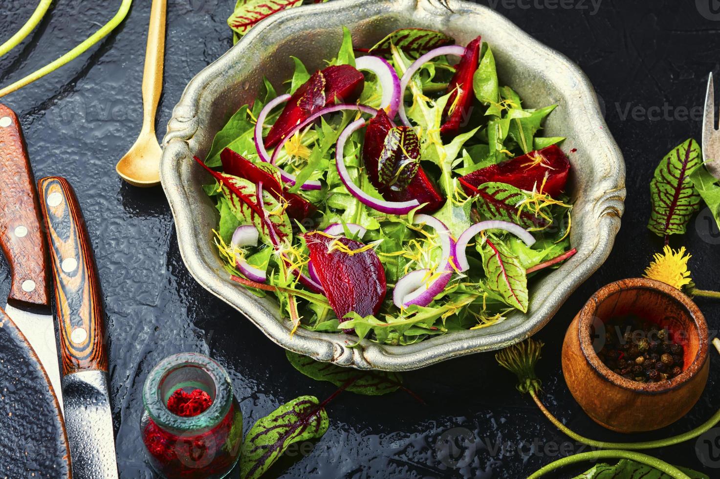 Spring green salad,healthy eating 13665784 Stock Photo at Vecteezy