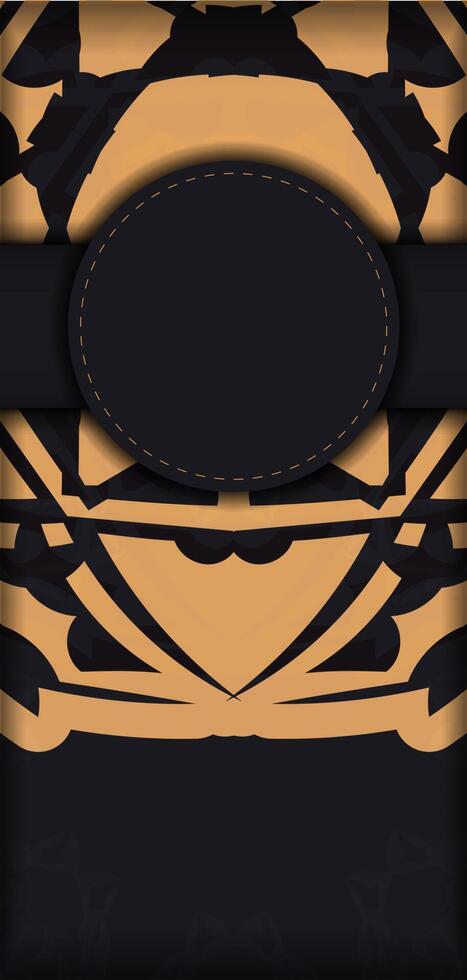 Dark color flyer with orange greek ornament vector