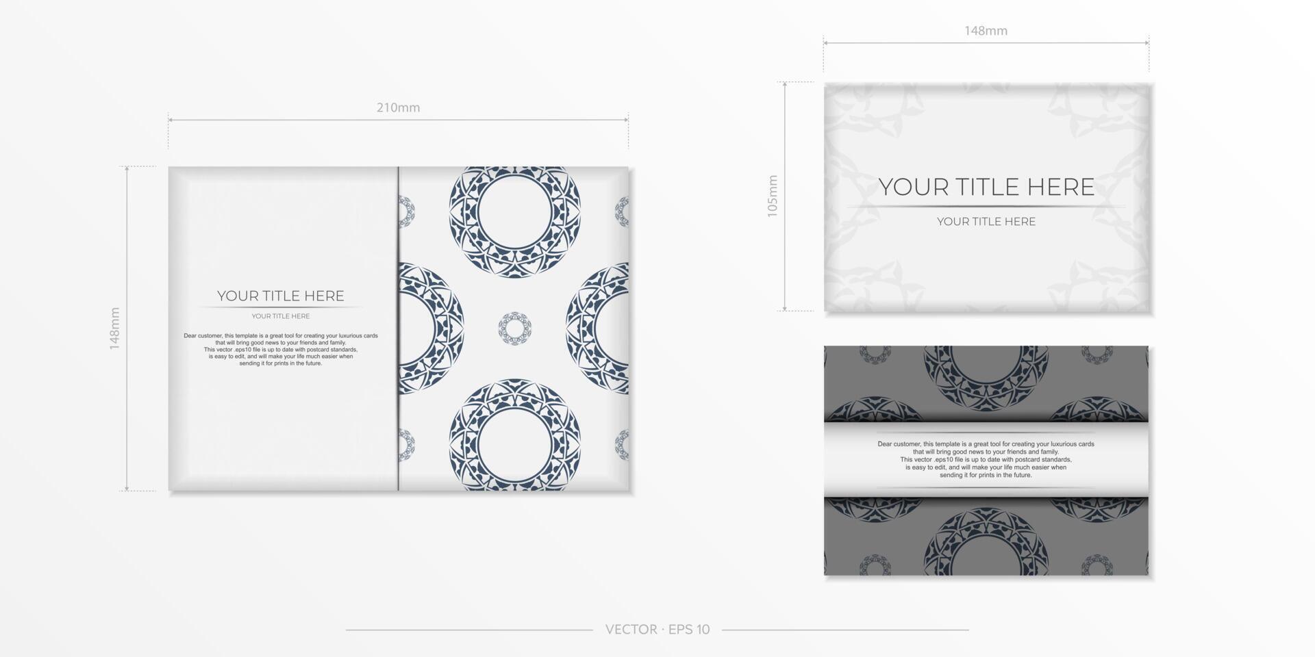 A set of business cards with a blue and white pattern vector