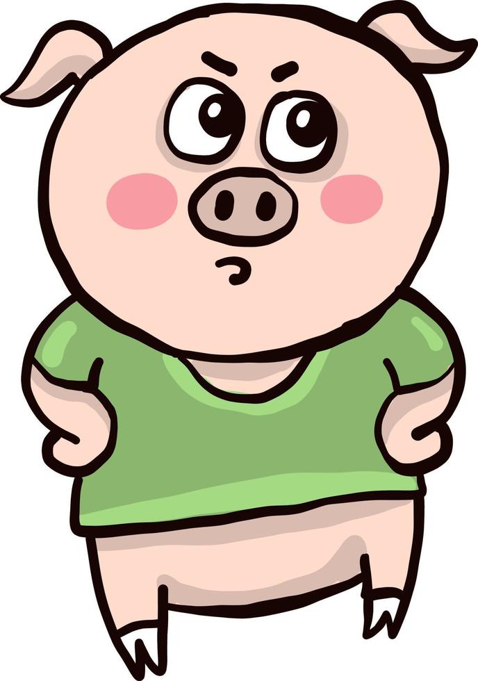Angry pink pig,illustration,vector on white background vector