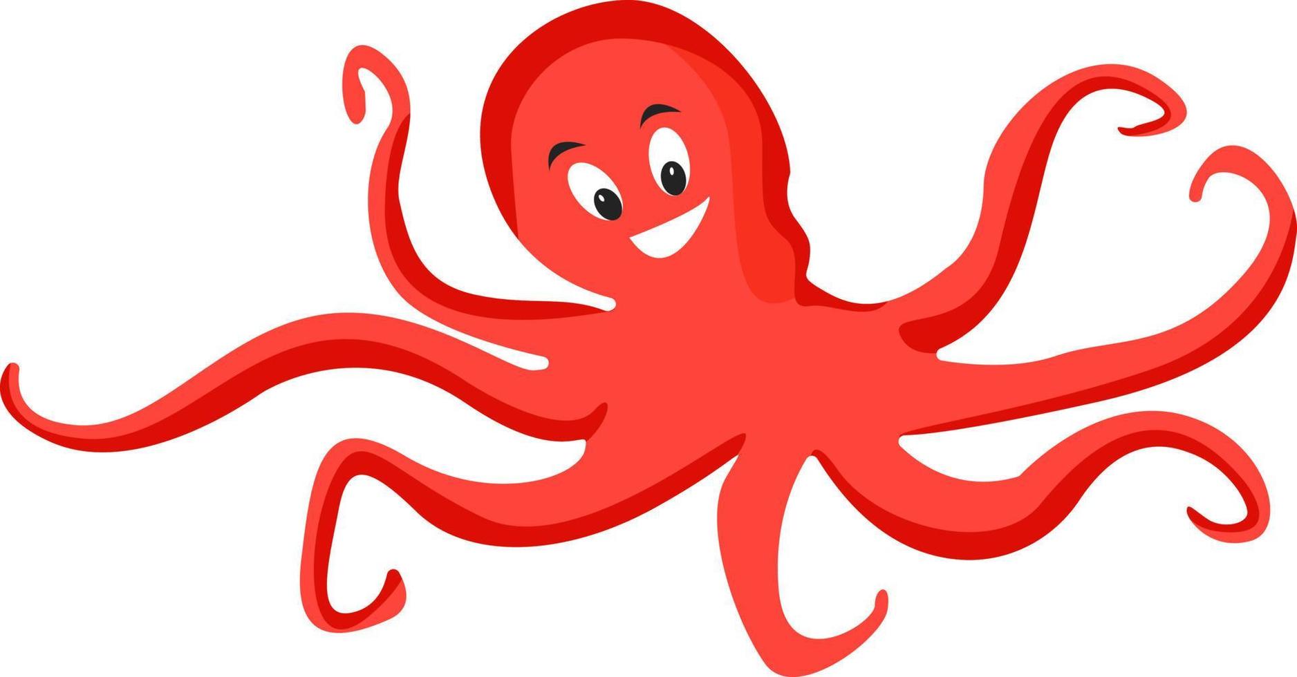 Happy octopus, illustration, vector on white background