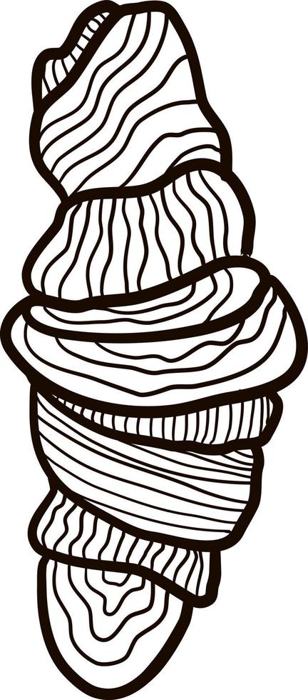 Pretzel croissant drawing, illustration, vector on white background.