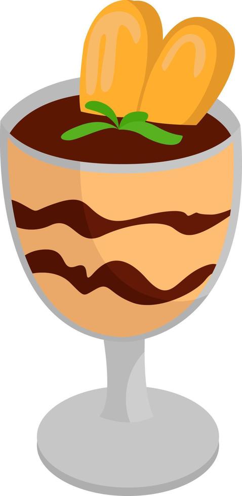 tiramisú dulces, ilustración, vector sobre fondo blanco