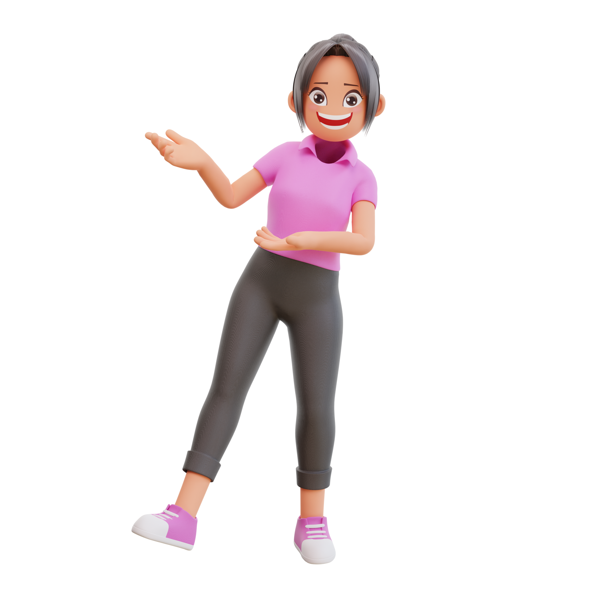 Free Cute girl smiling posing happy 3d cartoon illustration 13666288 PNG  with Transparent Background