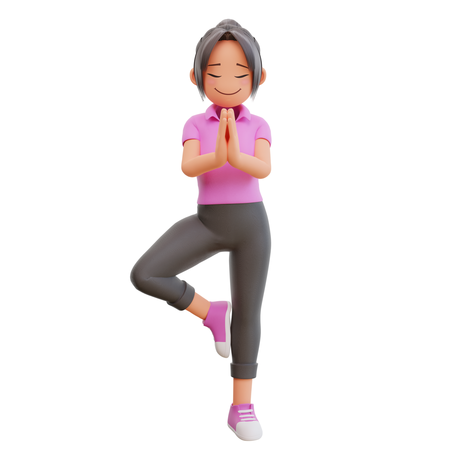 Free Cute girl yoga pose 3d cartoon illustration 13666290 PNG with  Transparent Background