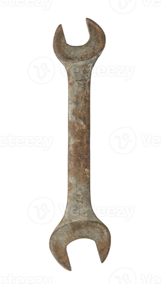Old rusty wrench isolated png