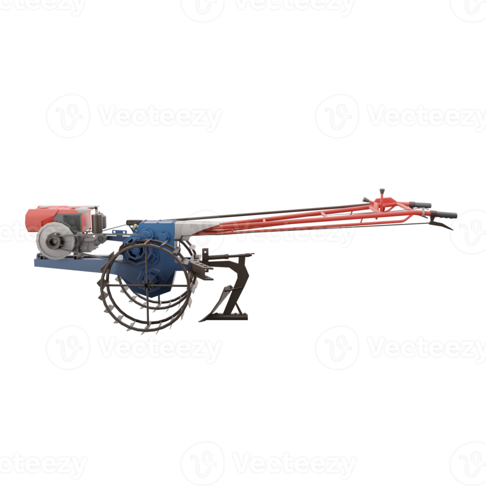 3d rendem o controle manual do trator da tailândia com rodas de aço e uma ilustração de side view.png de acessórios de tração. png