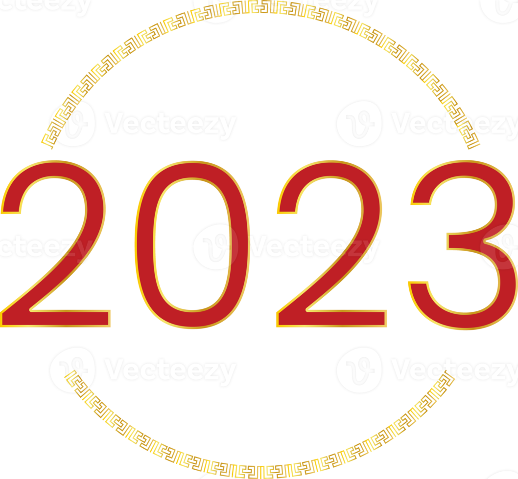 2023 New Year Number with Ornament Gold Arches png