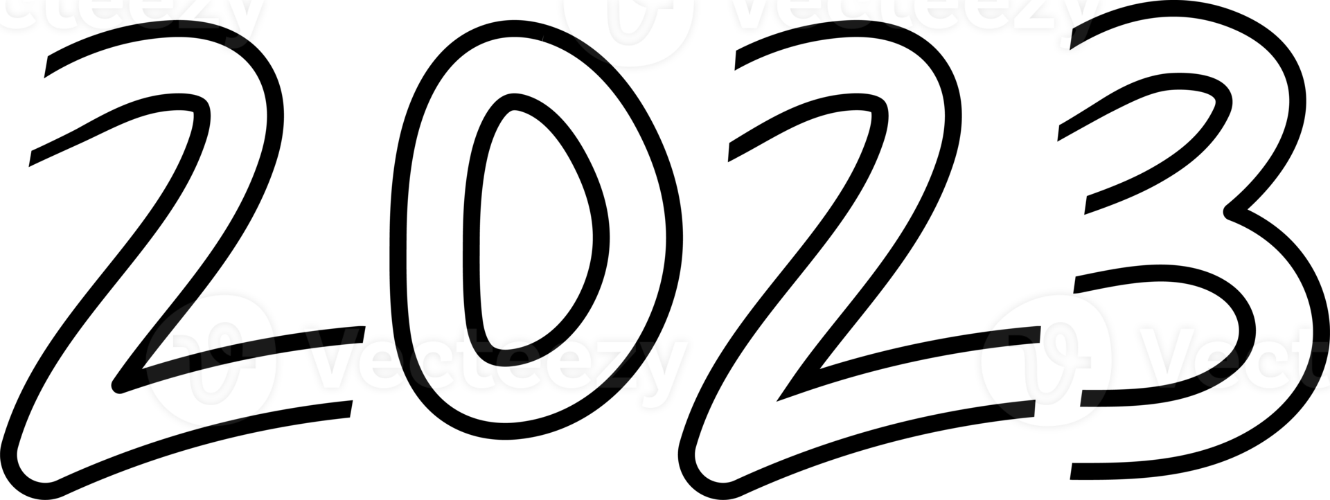 2023 Happy New Year Numeric. Contour Number Logo Text Desing png