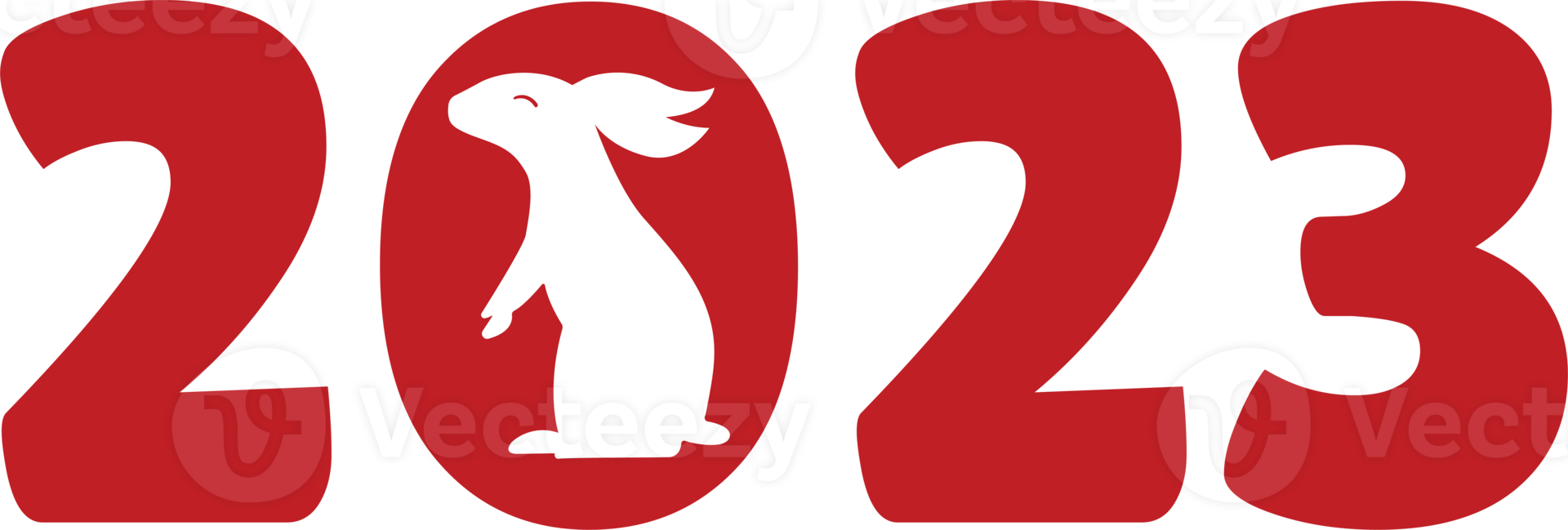 2023 New Year Numeric with Bunny's White Silhouette png