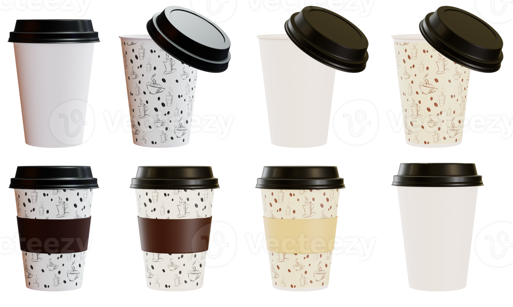 colección de representaciones 3d de maqueta de taza de café png
