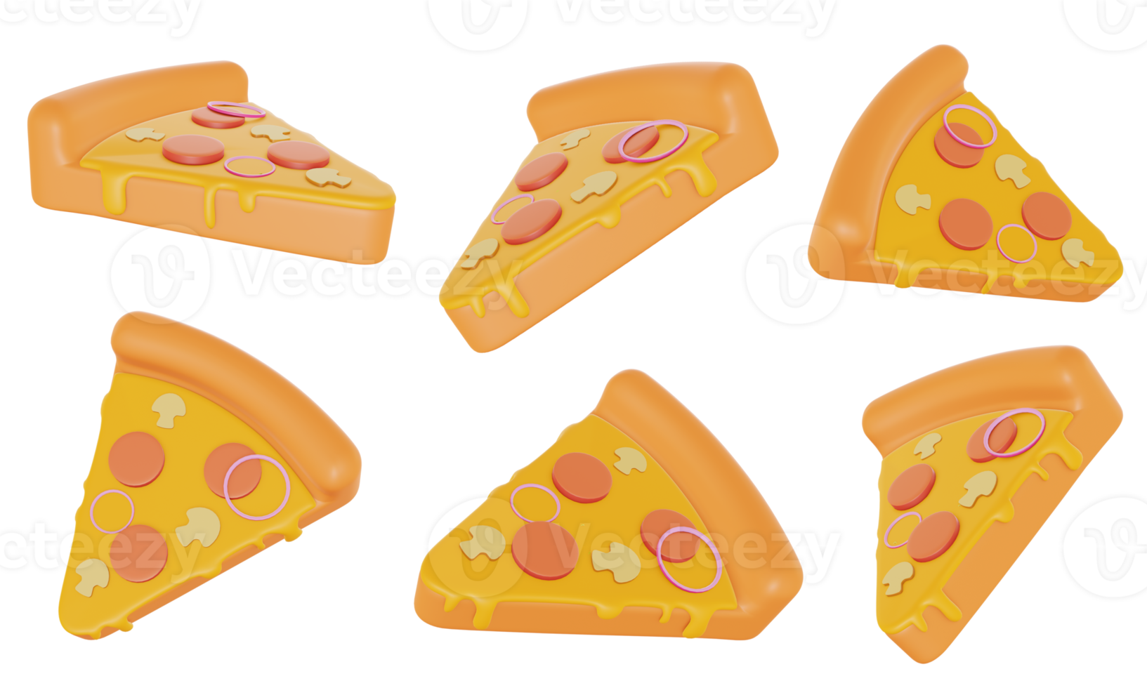 pizza de dibujos animados en 3d, representación 3d png