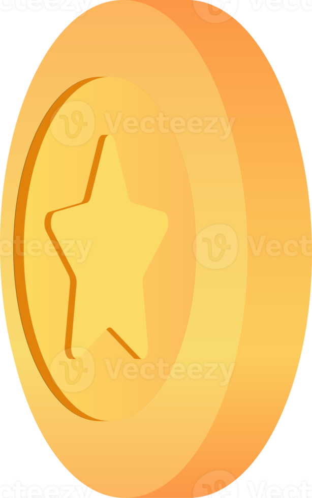 ilustração de moeda estrela 3d de ouro. png