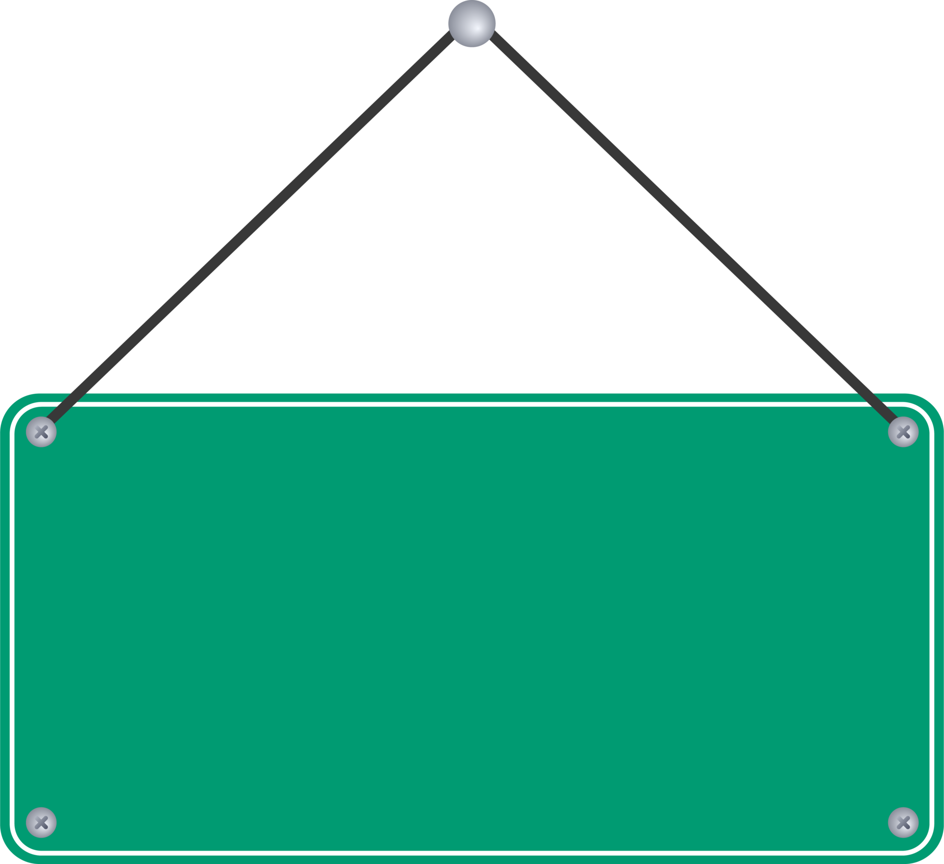 placa de sinal verde em branco pendurado no fundo transparente