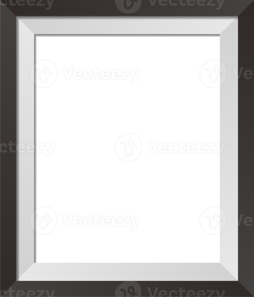 Vertical photo frame with black border. Realistic frame illustration. png