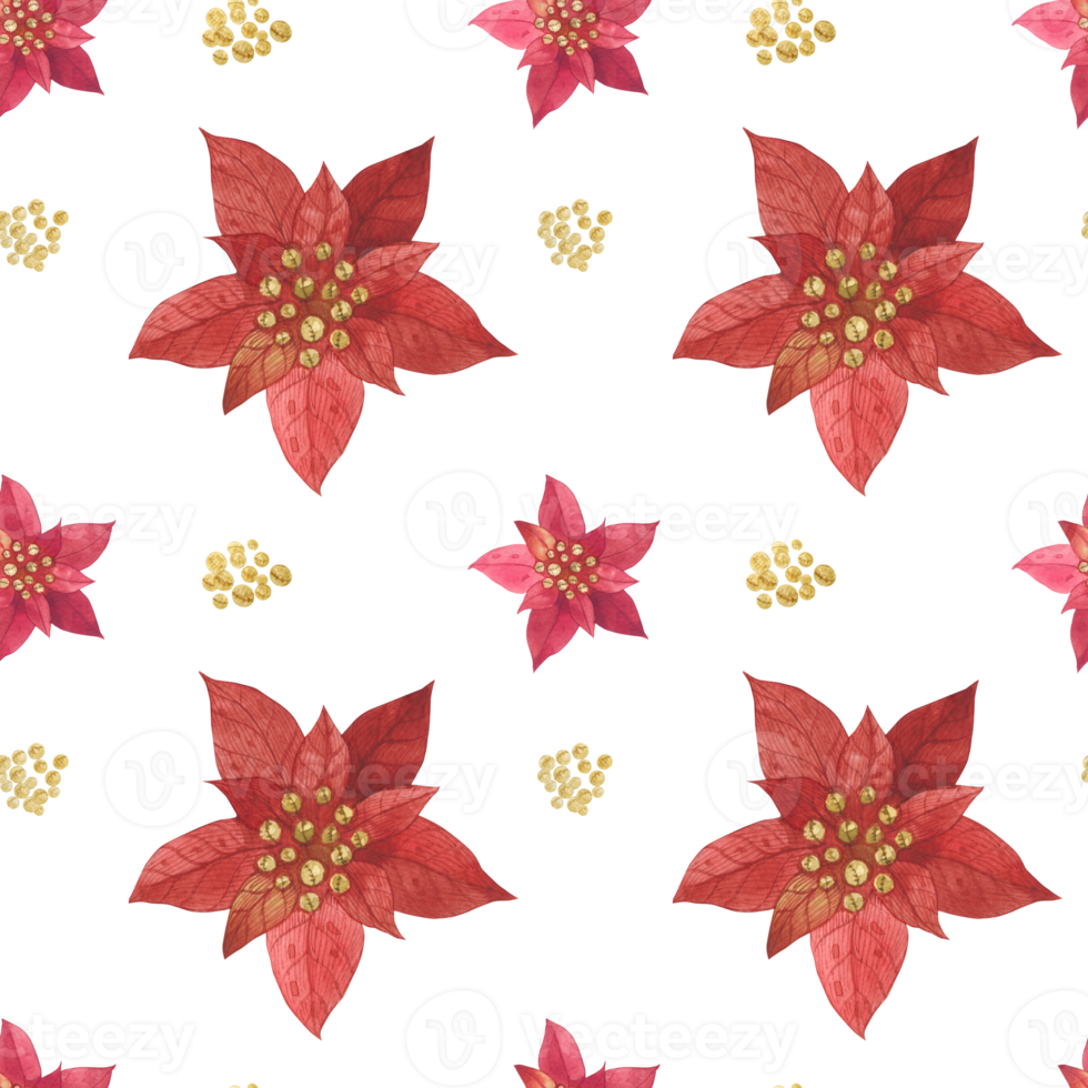 Christmas seamless pattern with poinsettia png