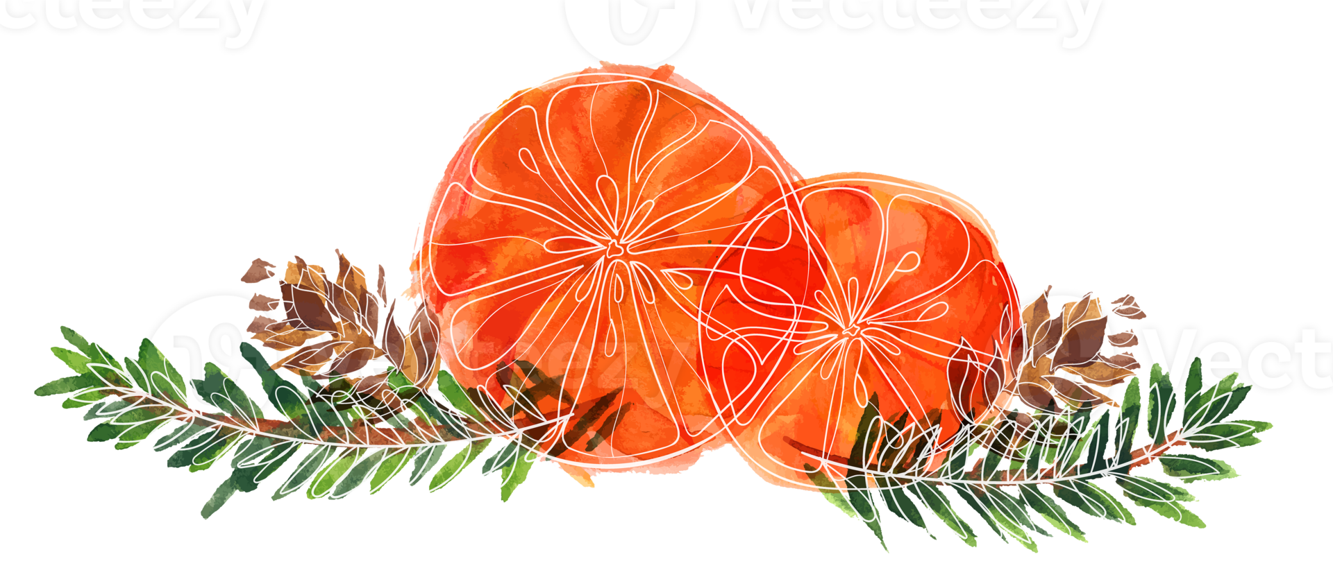 Weihnachtsstrauß mit Orangen und Tannenzweigen png