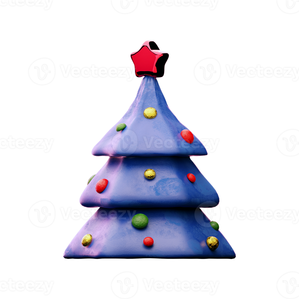 Blue clay Christmas tree png