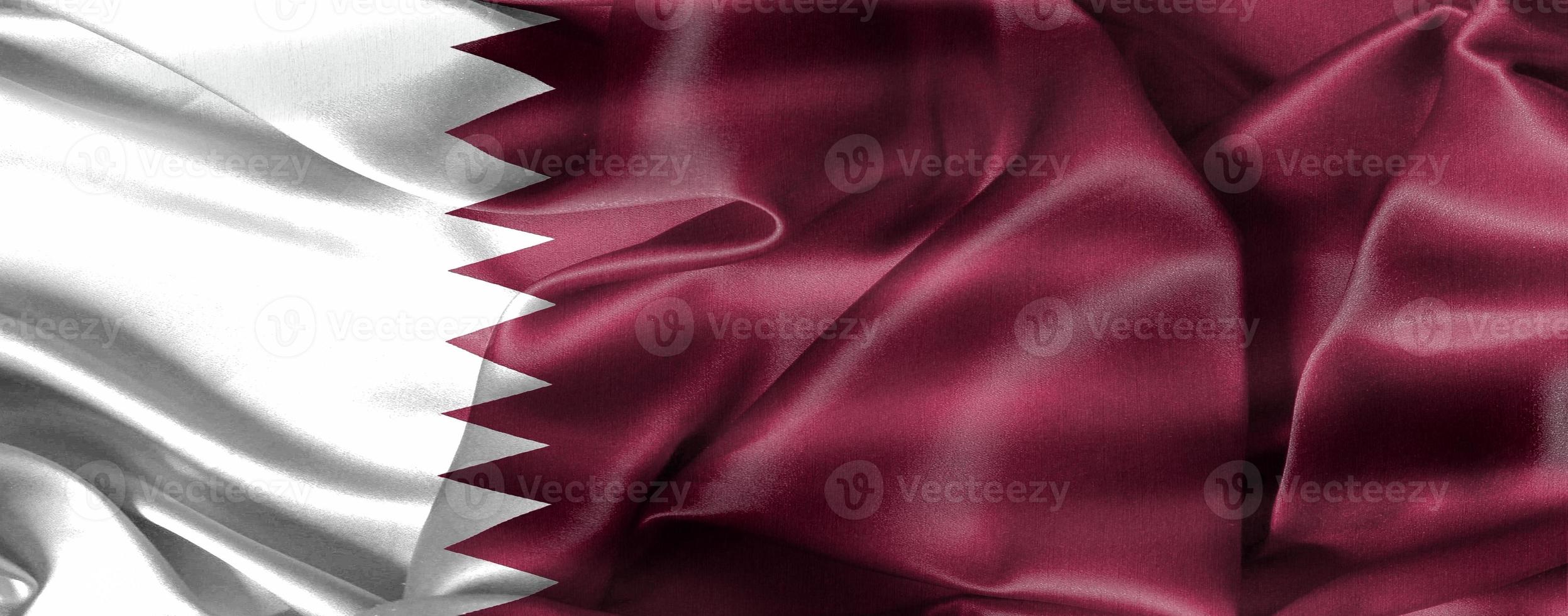 Ilustración 3d de una bandera qatar - bandera de tela ondeante realista foto