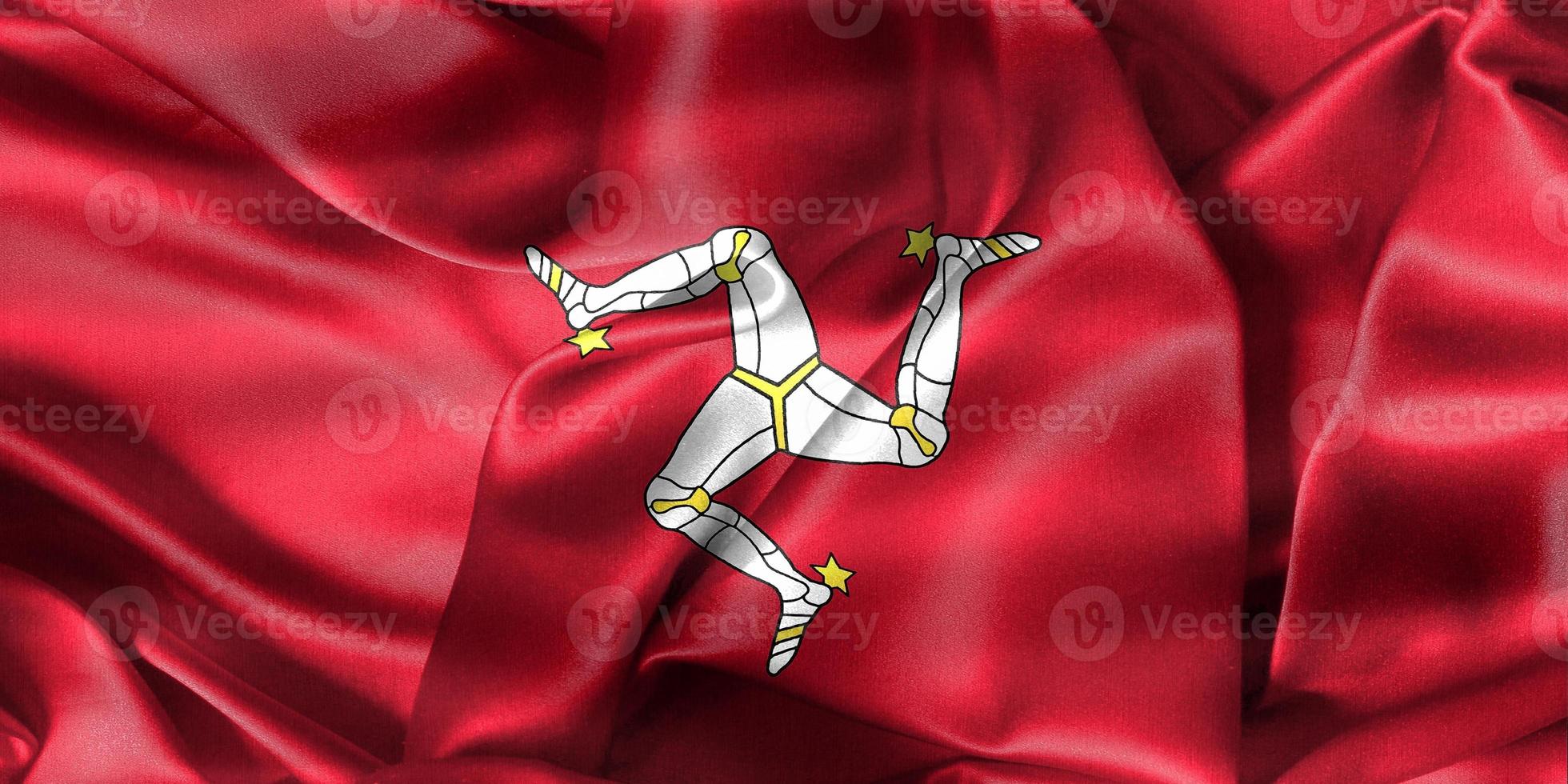 3D-Illustration of a Isle of Man flag - realistic waving fabric flag photo