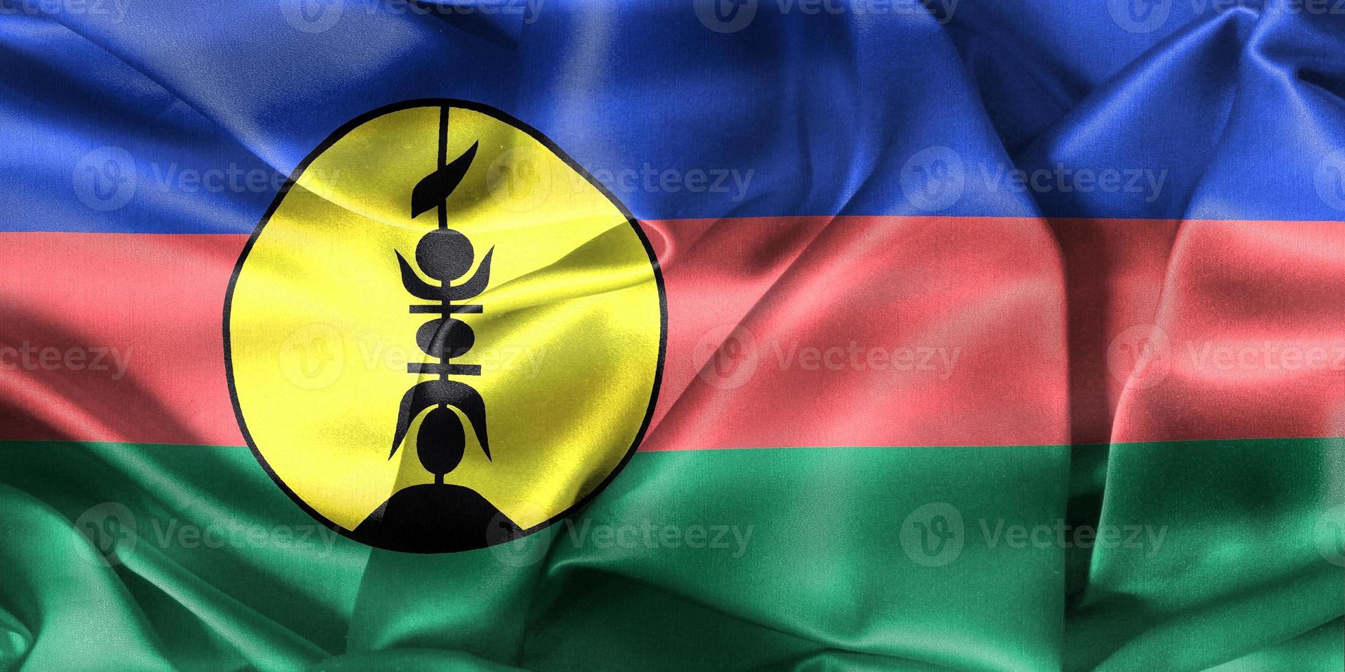 3D-Illustration of a New Caledonia flag - realistic waving fabric flag photo