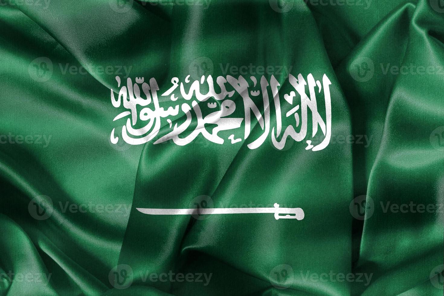 Ilustración 3d de una bandera de arabia saudita - bandera de tela ondeante realista foto