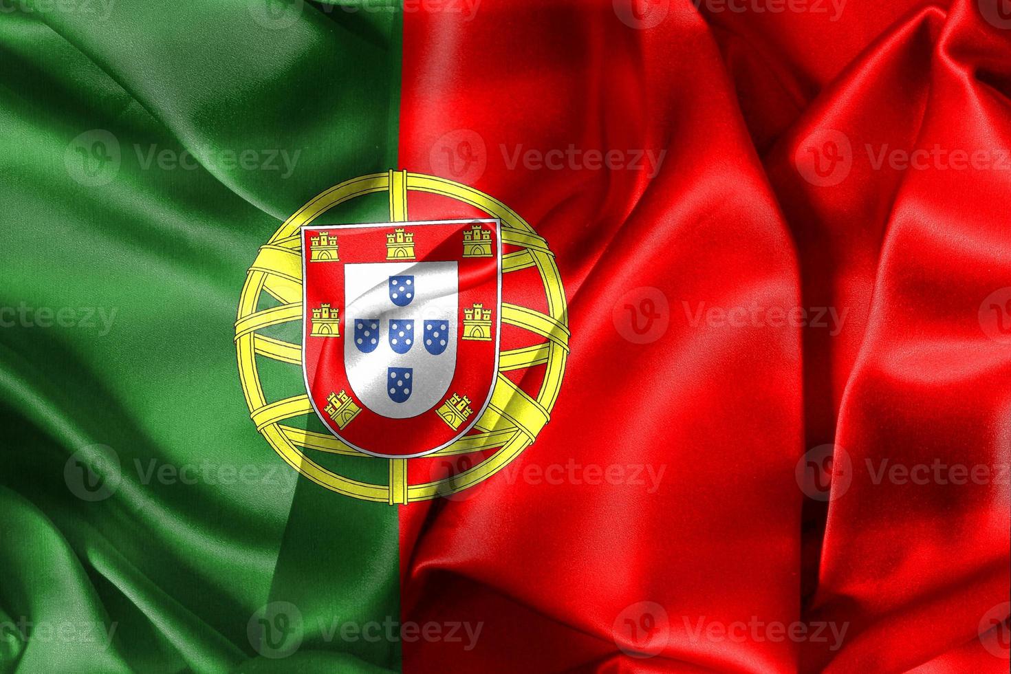 3D-Illustration of a Portugal flag - realistic waving fabric flag photo