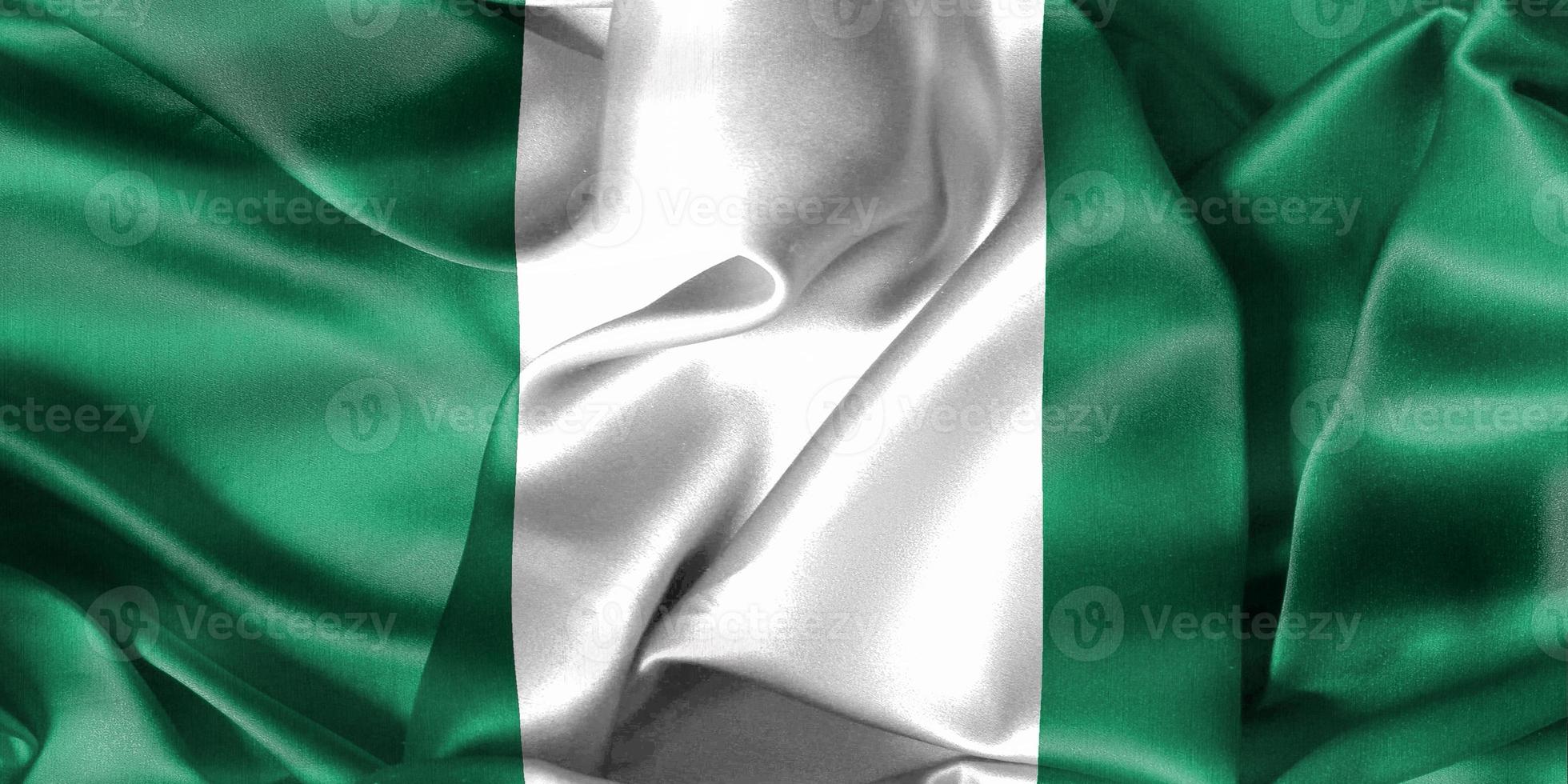 Ilustración 3d de una bandera de nigeria - bandera de tela ondeante realista foto